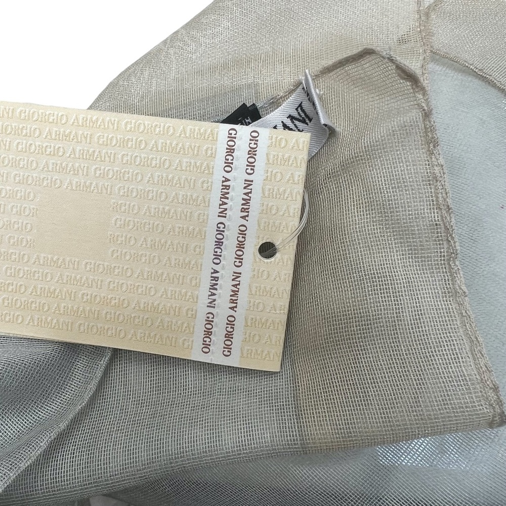 GIORGIO ARMANI LE COLLEZIONI CASHMERE/SILK BLUE & BEIGE FLORAL RECTANGLE SCARF - Picture 12 of 14